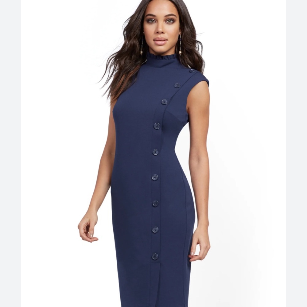 Navy Button  New York and Company Sheath Dress